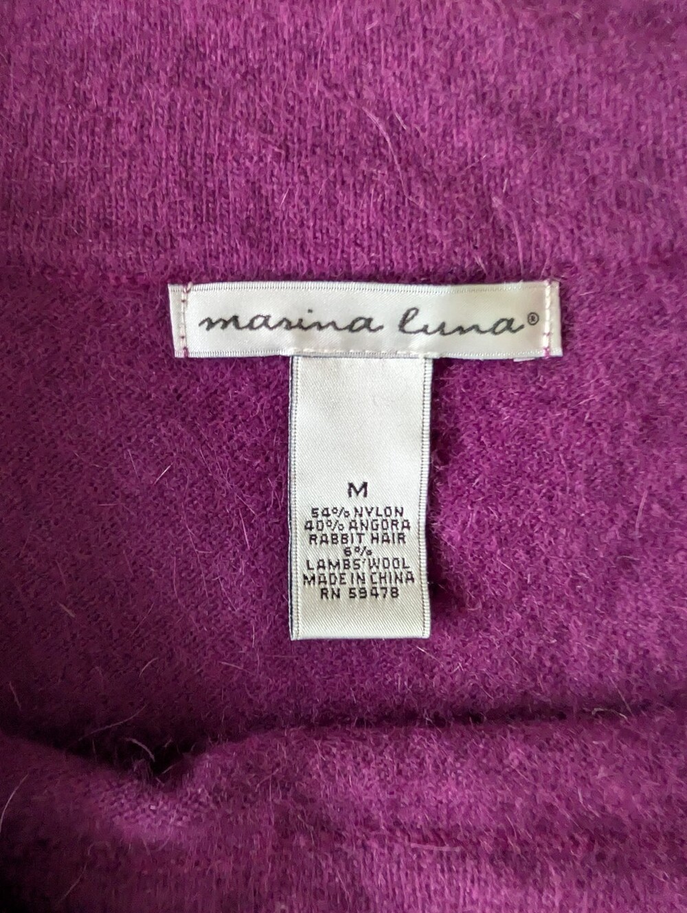 Angora Wool Blend Boatneck Long Sleeve Women's Sweater Sz L Purple Preppy image 6